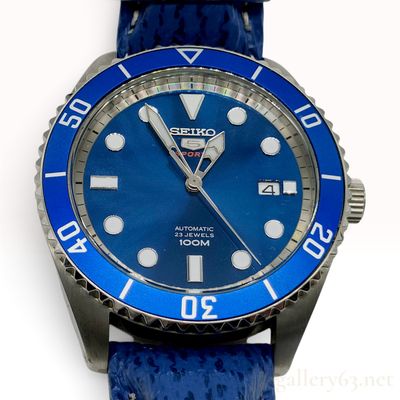 Sale Photo Thumbnail #186: Seiko 5 Sports SRPB89 Blue Dial Stainless Steel Automatic Wristwatch