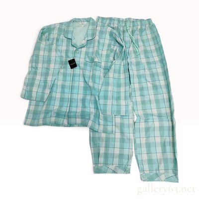 Sale Photo Thumbnail #127: NWT Celine Mint Green Plaid Pajama Set Size Large with Packaging