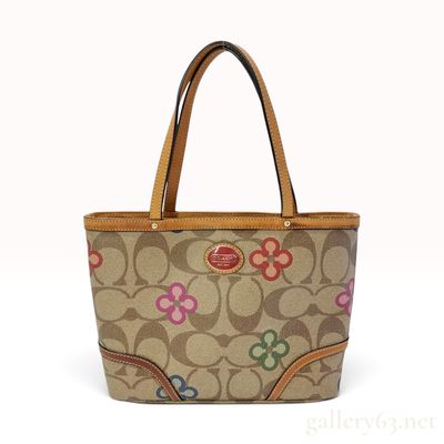 Sale Photo Thumbnail #260: Coach Signature Clover Khaki Coated Canvas Small Tote Bag