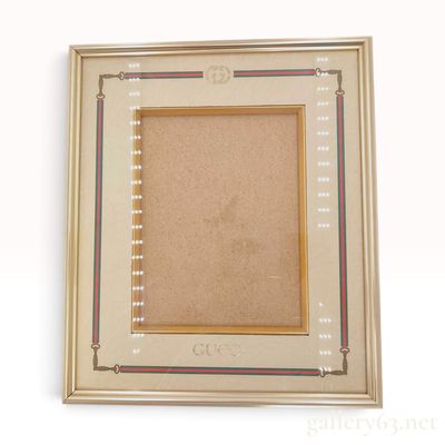 Vintage Gucci Gold-Toned Metal and Mat Photo Frame
