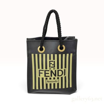 Sale Photo Thumbnail #206: Fendi Fazzuolo Striped Black and Yellow Mini Tote Bag