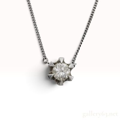 Pt850 Platinum and 1.41ct Natural Diamond Solitaire Pendant Necklace