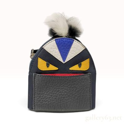 Fendi Monster Bag Bug Navy Nylon and Leather Mini Backpack Charm