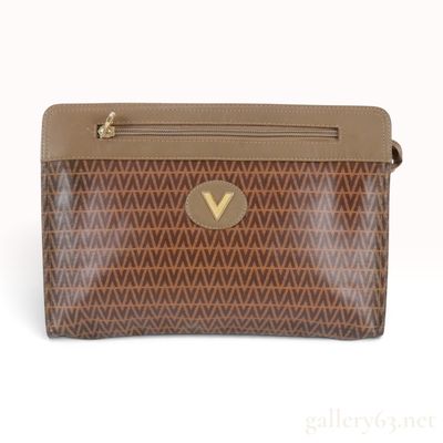 Sale Photo Thumbnail #151: Vintage Mario Valentino Monogram Coated Canvas and Leather Clutch Bag