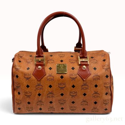 Sale Photo Thumbnail #249: A Vintage MCM Cognac Visetos Boston Bag