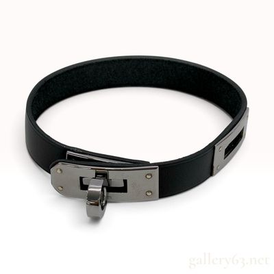 Hermes Kelly Black Leather Bracelet with Box