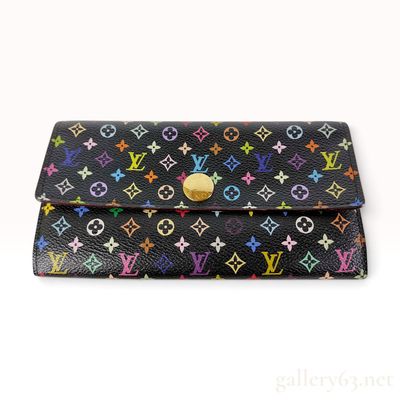 Sale Photo Thumbnail #232: Vintage Louis Vuitton Monogram Multicolore Sarah Noir Coated Canvas Long Wallet