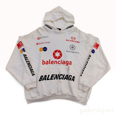 Sale Photo Thumbnail #172: Balenciaga Top League Logo White Cotton Hoodie Size L