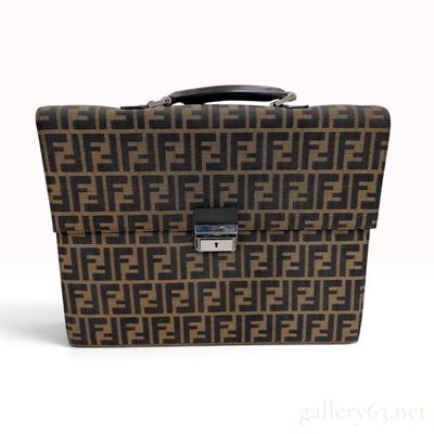 Sale Photo Thumbnail #201: Vintage Fendi Zucca Monogram Tobacco Canvas Briefcase