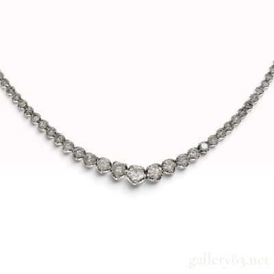10.00ctw Natural Diamond Pt850 Graduated Line Necklace