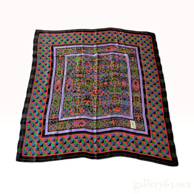 Sale Photo Thumbnail #137: Vintage Yves Saint Laurent Geometric Botanical Silk Carre 90