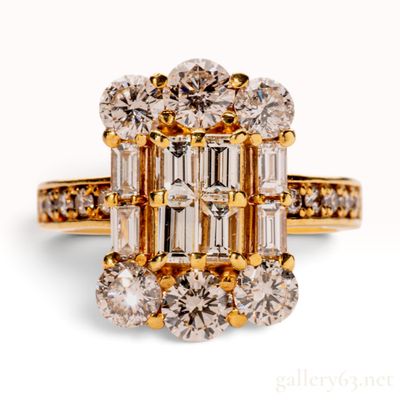 Sale Photo Thumbnail #170: 2.00ctw Natural Diamond and 18K Yellow Gold Cluster Cocktail Ring