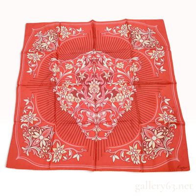 Sale Photo Thumbnail #217: Vintage Cartier Red Floral Silk Carre 90