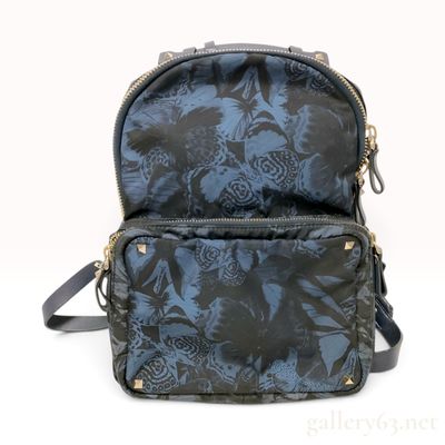 Sale Photo Thumbnail #187: Valentino Garavani Rockstud Butterfly Print Blue Nylon Mini Backpack
