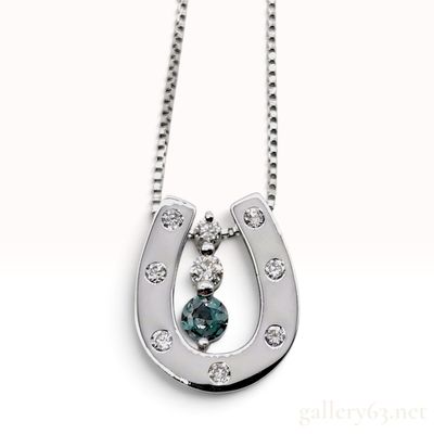 Platinum 0.33ct Natural Alexandrite and 0.05ctw Natural Diamond Horseshoe Pendant Necklace with Memo