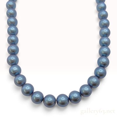 Sterling Silver and 6.8-7.0mm Blue Akoya Pearl Necklace
