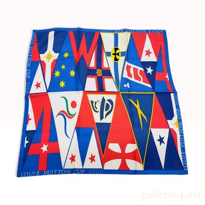 Sale Photo Thumbnail #296: Louis Vuitton Cup 2000 Multi-Color Silk Scarf 54 cm