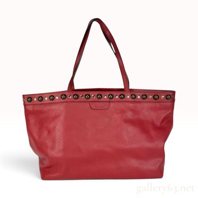 C. 2008 Gucci Babouska Red Leather Studded Large Tote Bag