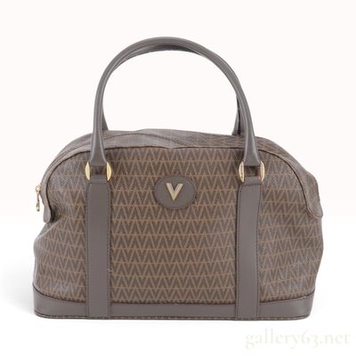 Sale Photo Thumbnail #233: Vintage Mario Valentino Monogram Brown Coated Canvas Bowling Bag