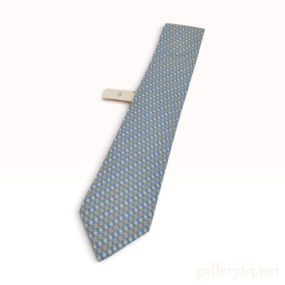 Sale Photo Thumbnail #104: NWT Hermes Easy H Ciel Jaune Blanc Silk Necktie 8 cm with Box