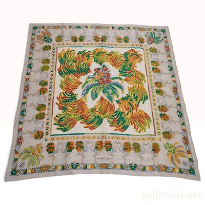 Sale Photo Thumbnail #279: Vintage Must de Cartier Jeweled Flamingo Motif Silk Scarf 90 cm