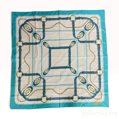 Sale Photo Thumbnail #290: Vintage Must de Cartier Equestrian Chain and Strap Motif Silk Scarf 90 cm
