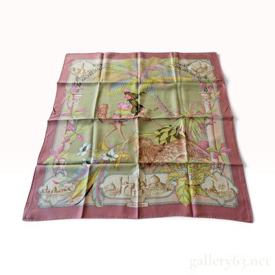 Sale Photo Thumbnail #239: Salvatore Ferragamo Orientalist Arabian Motif Silk Scarf 90 cm with Box