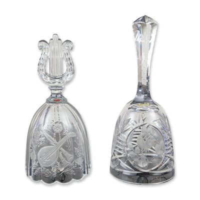 2pc Glass and Crystal Dinner Bells