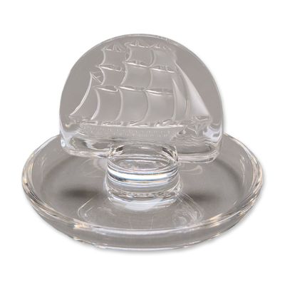 Lalique Crystal Caravelle Ship Ring Holder