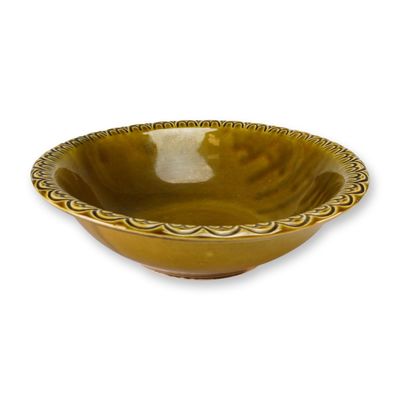 McCoy Pottery Olive Green Decorative Basin Bowl 7516