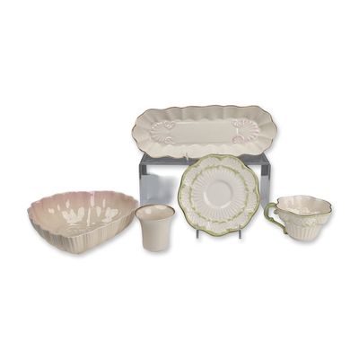 5pc Belleek Ireland Parian Porcelain Mixed Tableware