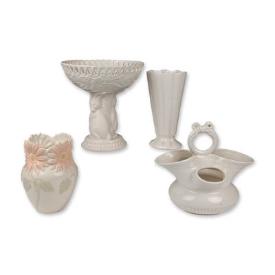 Collection of Four Lenox Porcelain Tableware - Compote Bowl, Vases & Posy Basket