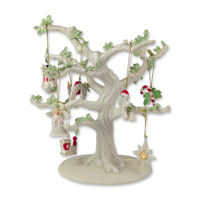 9pc Lenox Season's Holiday Porcelain Ornament Figural Tree Set