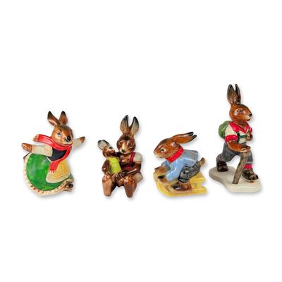4pc Goebel West German Rabbit Figurines Collection