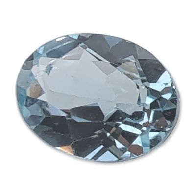 Faceted Light Blue Oval Topaz Gemstone