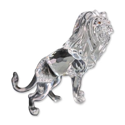 Swarovski Crystal Lion Standing on Rock Figurine