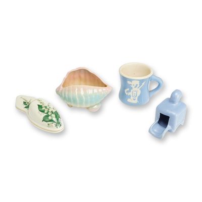 4pc Ceramic Seashell, Mug, Shoe Wall Hook, and Woodstove Ash Tray