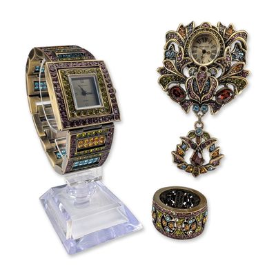 3pc Heidi Daus Art Deco Multi-Crystal Jewelry