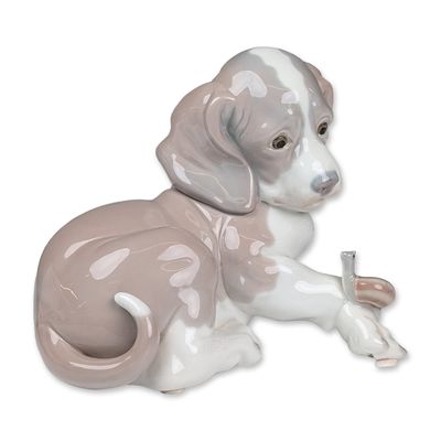 Lladro Glazed Porcelain Figurine,  Dog and Snail 01001139