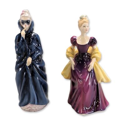 2pc Royal Doulton Porcelain Figurines, Masquerade and Loretta