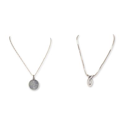 2pc Mexican and Italian Sterling Silver Pendant Necklaces