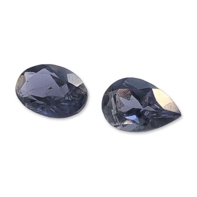 Pair of Grayish-Violet Faceted Loose Iolite Gemstones