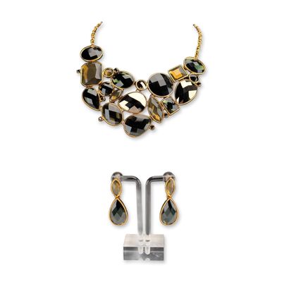 3pc Joan Rivers Gold Tone Faceted Statement Jewelry Set