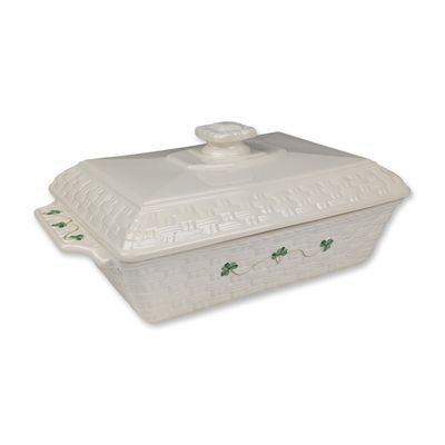 Belleek Ireland  Everyday Shamrock Covered Casserole