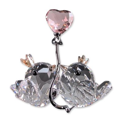 Swarovski Crystal Love Birds Pink Heart Figurine