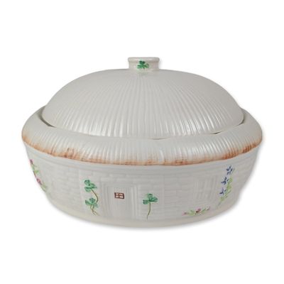 Belleek Ireland Shamrock Covered Casserole