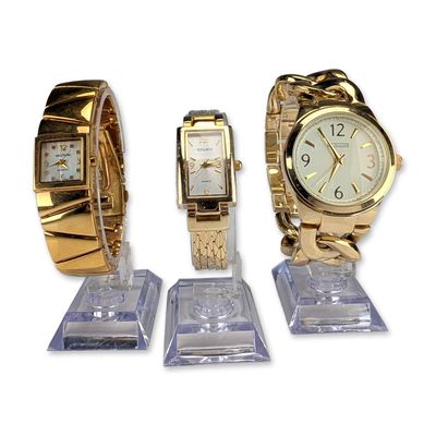 3pc Ladies Gold Tone Fashion Wristwatches