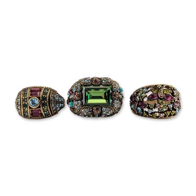 3pc Heidi Daus Designer Costume Cocktail Rings