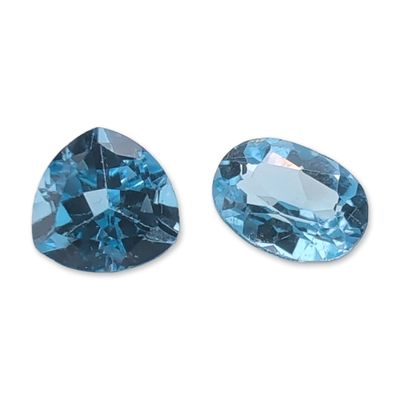 Two Loose Faceted Blue Topaz Gemstones