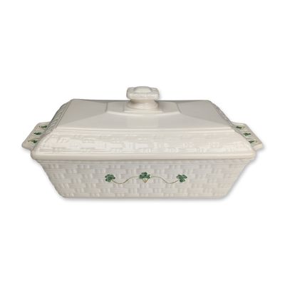 Belleek Ireland Everyday Shamrock Rectangular Covered Casserole